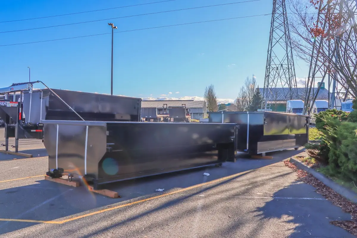 Roll-off dumpster ready for waste disposal at job site for 4 Yard Dumpster Rental in North Smithfield